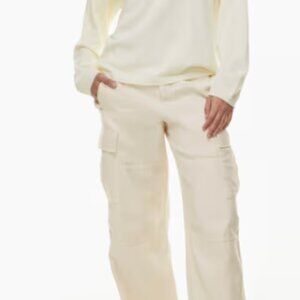 Aritzia TNA Supply Cargo Pants sz 8 Relaxed Mid-rise Cotton Casual Cream
